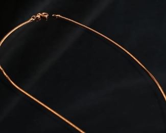 14k Gold Necklace & Emerald Cut Red Garnet Pendant 17.5in Long Pendant: 13x10.5mm