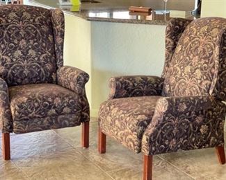 2pc La-Z-Boy Kimberly High Leg Reclining Chairs PAIR Fabric Recliners 40 x 31 x 34in HxWxD