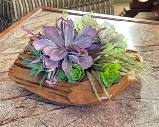 Uttermost Faux Succulent & Log Centerpiece Decor Display 8 x 18 x 18in HxWxD