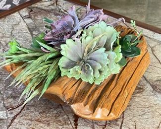Uttermost Faux Succulent & Log Centerpiece Decor Display 8 x 18 x 18in HxWxD