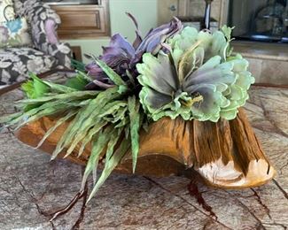 Uttermost Faux Succulent & Log Centerpiece Decor Display 8 x 18 x 18in HxWxD