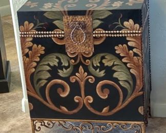 Hand Painted Trunk On Stand 25.5 x 20.5 x 12.5 HxWxD
