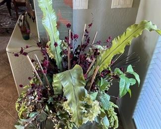 Lg Faux Plant & Pot Pot: 26 inches high by 20 inches diameter