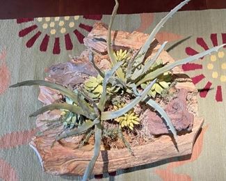 Faux Driftwood Log Succulent Plant Centerpiece Decor 15 x 20 x 17in HxWxD