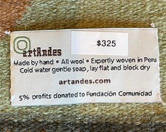 artAndes Handmade Peruvian Wool Rug Sunflowers/Leaves 37 x 23.5in