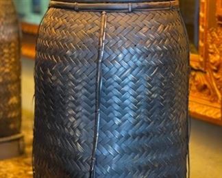 2pc Brown Basket Weave Table Lamps PAIR 30 x 18in diameter