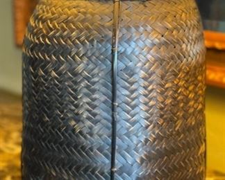 2pc Brown Basket Weave Table Lamps PAIR 30 x 18in diameter