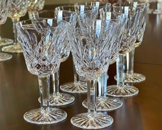 8pc Waterford Crystal Lismore Claret Wine Glasses 6oz 5.875 H x 3in Diameter