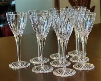 9pc Waterford Crystal Lismore Small Liqueur Cocktail/Cordial Glasses 6.5 in H x 2.5 in Diameter Opening