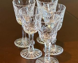 5pc Waterford Crystal Lismore Small Liqueur Sherry/Cordial Glasses 3.5 in H x 1.75 in Diameter Opening