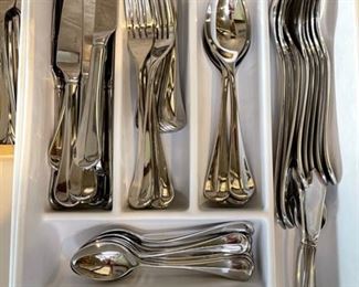 55pc Robert Welch Baguette Polished Stainless Steel Flatware Set 55pc