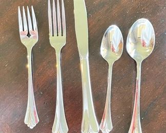 96pc Oneida Community Royal Flute Glossy Stainless Steel Flatware Set Silverplate #2 96pc set