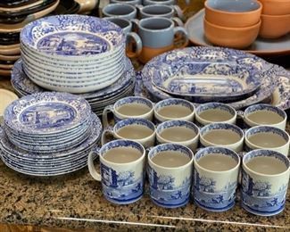 47pc Spode Italian Blue & White China Set 47pc as shown