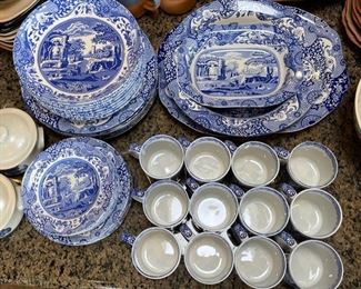 47pc Spode Italian Blue & White China Set 47pc as shown