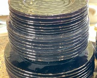 32pc Purple Textured Glass Plates & Bowls 32pc
