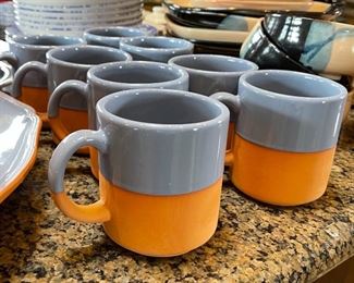 34pc Loneoak & Co Terracotta & Blue dish-ware 34pc