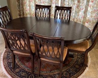 Drexel Heritage European Retreat Empire Oval Dining Table w/ 6 Chairs Table: 30x42x54-74in HxWxD