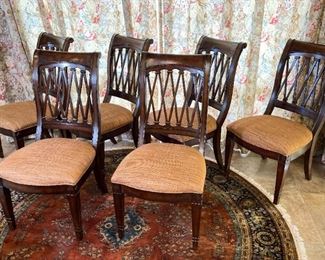 Drexel Heritage European Retreat Empire Oval Dining Table w/ 6 Chairs Table: 30x42x54-74in HxWxD