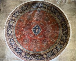 7ft Round Hand Knotted Wool Rug 84in diameter