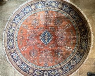 7ft Round Hand Knotted Wool Rug 84in diameter