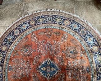 7ft Round Hand Knotted Wool Rug 84in diameter