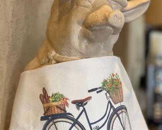 French Menu Chalkboard Ceramic Pig 22 x 12.5 x 6.5in HxWxD