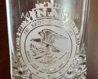3pc FBI National Academy Glasses Bar Beverage Tumblers 4 in H x 3.25in dia
