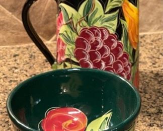 2pc Mystic Mud Pottery Studio Hood River Oregon Bowl & Pitcher pitcher: 8.5 x 8 x 5