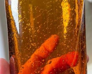 12pc Amber Hand Blown Bubble Glass Cups Highball Drinking Glasses Drinkware 5.75in H x 3.25 diameter approximately