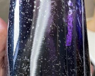 12pc Purple Hand Blown Bubble Glass Cups Highball Drinking Glasses Drinkware 5.75in H x 3.25in diameter approximately