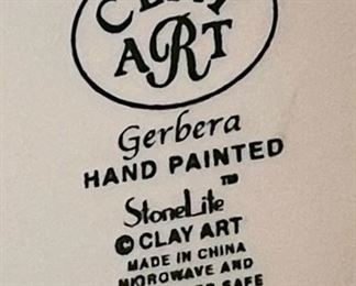 8pc Clay Art Gerbera Figural Floral Plates RED Daisy 8.25in Diameter