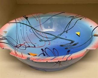 Stephen & Romney Ceramics Memphis Modern Centerpiece Bowl Studio Art Pottery 3.5x12.25in diameter