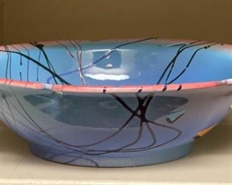 Stephen & Romney Ceramics Memphis Modern Centerpiece Bowl Studio Art Pottery 3.5x12.25in diameter