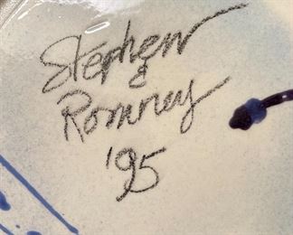 Stephen & Romney Ceramics Memphis Modern Centerpiece Bowl Studio Art Pottery 3.5x12.25in diameter