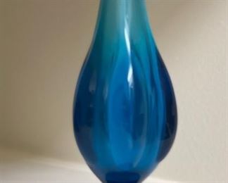 Blue Glass Swung Vase 11 in H