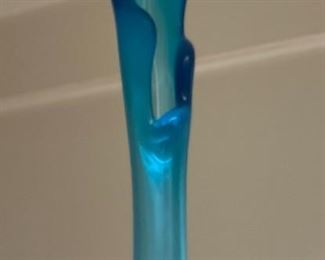 Blue Glass Swung Vase 11 in H