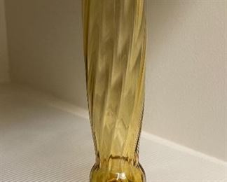 Art Glass Yellow Glass Candle Holder 10.25 in H