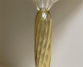 Art Glass Yellow Glass Candle Holder 10.25 in H