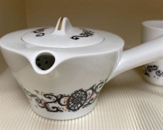 5pc Noritake MCM Teapot Tea Set Teapot: 4 x 7 x 6 in HxWxD