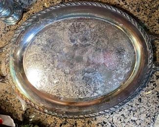 AS-IS 5pc WM Rogers & Son Spring Flower Silverplate Tea Set Largest 11x9 x 4.5in HxWxD