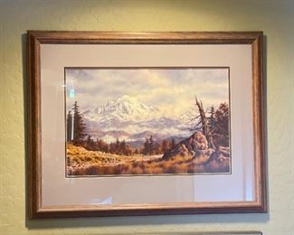 Original Oil Painting Mt. Rainier Randy Van Beek Art Vanbeek frame: 23 x 29.25 x 1.5 In Image: 13 x 20 in HxWxD