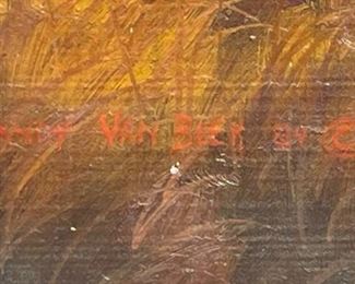 Original Oil Painting Mt. Rainier Randy Van Beek Art Vanbeek frame: 23 x 29.25 x 1.5 In Image: 13 x 20 in HxWxD