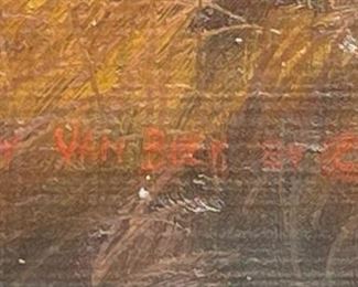 Original Oil Painting Mt. Rainier Randy Van Beek Art Vanbeek frame: 23 x 29.25 x 1.5 In Image: 13 x 20 in HxWxD