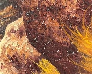 Original Oil Painting Mt. Rainier Randy Van Beek Art Vanbeek frame: 23 x 29.25 x 1.5 In Image: 13 x 20 in HxWxD