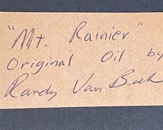 Original Oil Painting Mt. Rainier Randy Van Beek Art Vanbeek frame: 23 x 29.25 x 1.5 In Image: 13 x 20 in HxWxD
