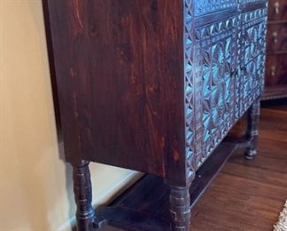 Rustic Hand-carved Console Cabinet 42.5 x 48 x 20.5 in HxWxD