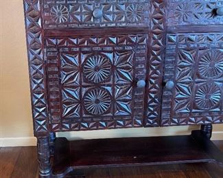 Rustic Hand-carved Console Cabinet 42.5 x 48 x 20.5 in HxWxD