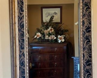 Gold & Fabric Frame Ornate Mirror 55 x 45 x 4 in HxWxD