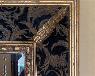 Gold & Fabric Frame Ornate Mirror 55 x 45 x 4 in HxWxD