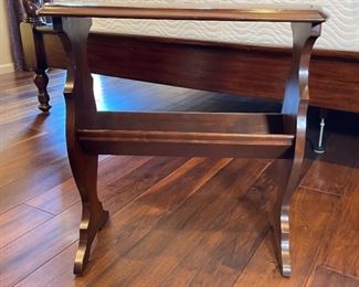 Dark Wood Magazine Rack Side Table 24 x 24 x 12 in HxWxD